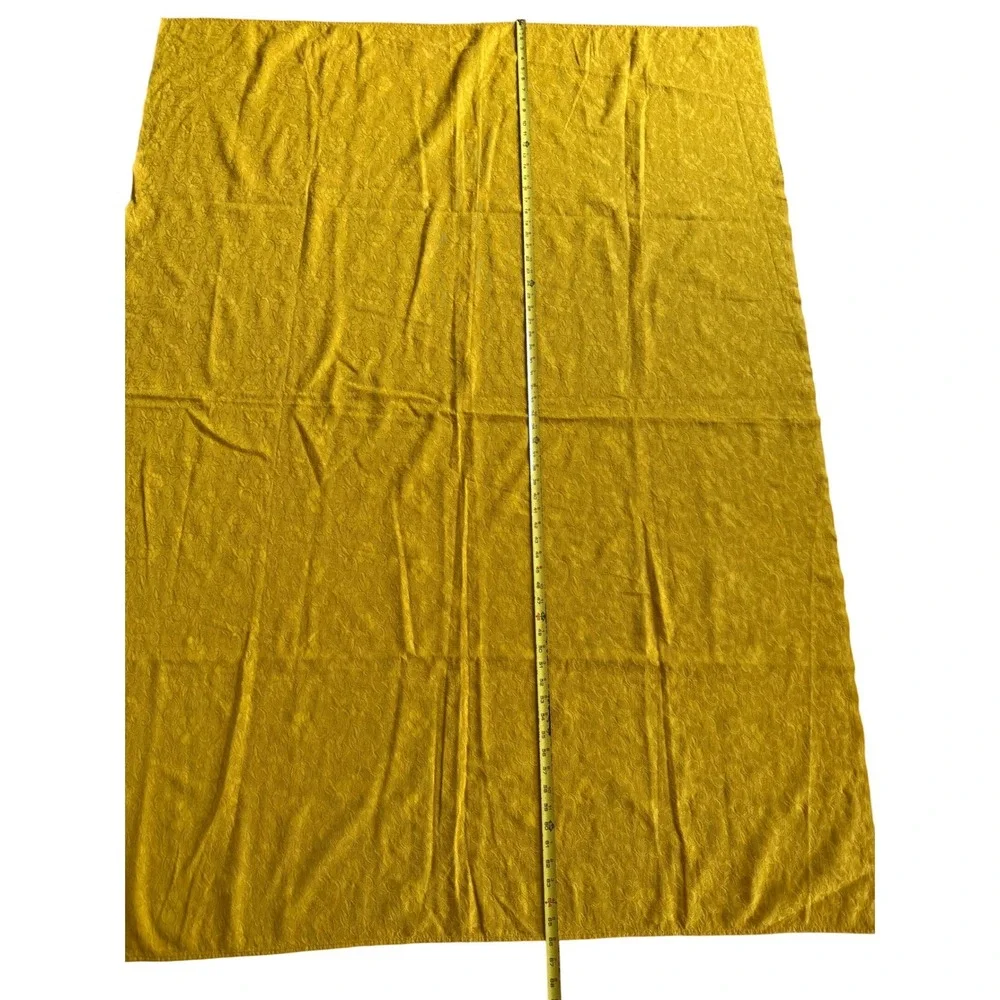 Vintage Mustard Yellow Floral Lace Tablecloth Retro Damask Mesh 66x48 Small Flaw